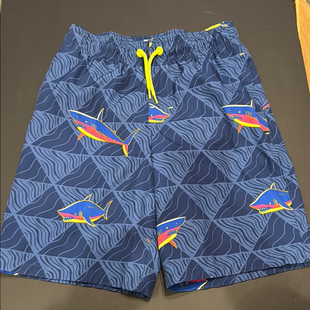 Blue Shark Print Swim Shorts Size 8